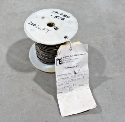 Thermo Electric SR006-821 Thermocouple Wire 200FT, W-G/GS-20-J, J *NEW*