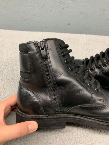 Clarks Men’s Black Leather Boots Size 9.5 Cap Toe Lace Up Zip Combat Style - Picture 10 of 14