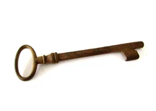 Vintage Old Large Rusty Solid Barrel Antique Skeleton Key Approx 4 5/8" Long 