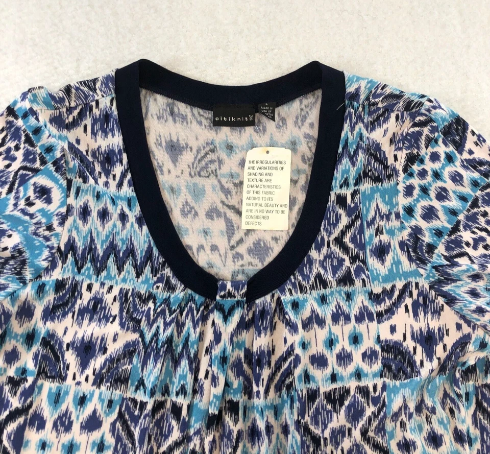 Top Citiknits Mujer Talla L Azul I Kat Pullover Manga Corta Elastizado Nuevo con Etiquetas Foto 2 de 4