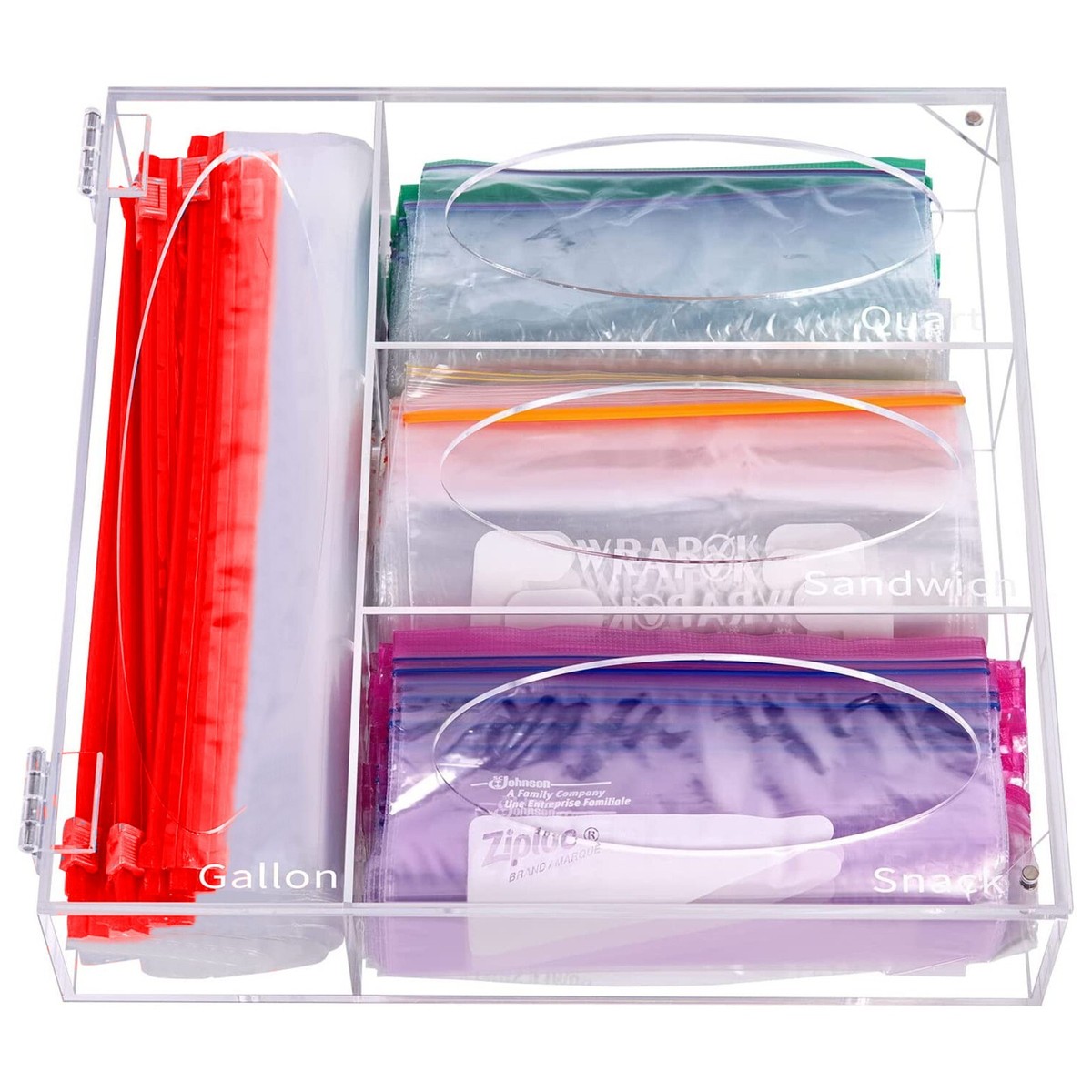 Ziplock Bag Storage Organizer Clear Acrylic Food Bag Dispenser