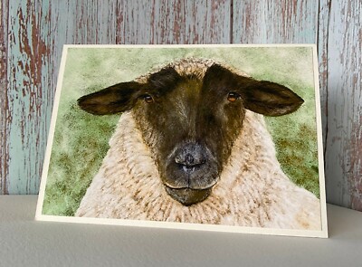 Suffolk Sheep Print Greeting Card Can be Personalised for any Occasion
