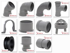 Polypipe 50mm Push Fit Waste Pipe Fittings in Grey (actual size 54mm)