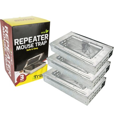 iTrap iTrap-002-S4-3PK Multi-Catch Clear Top Humane Repeater Mouse Trap, Set ...