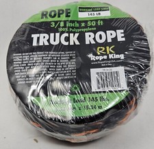 Rope King TR-3850 3/8in x 50ft 100% Poly Truck Rope 145lbs Working Load Qty 6
