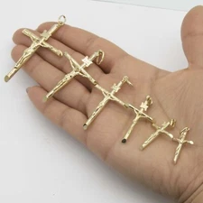 INRI Jesus Crucifix Cross Pendant Real 10K Yellow Gold All Sizes