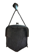ANTIQUE GUNMETAL CHAIN MAIL BLACK MESH PURSE