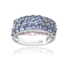 Anello In Argento Sterling 925 Con Gemma Naturale Di Tanzanite Per Donne #3236