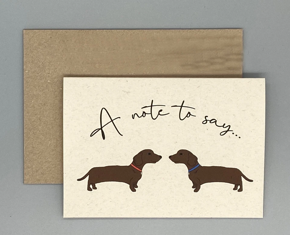 8 Blank Greeting Cards with Envelopes, Pack of Note Cards, Dachshund Sausage Dog - Image 3 of 4