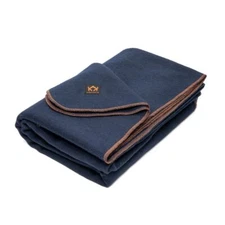 Arcturus Wool Blanket - 4.5 lbs, Warm, Washable, 64" x 88" (Navy Blue)