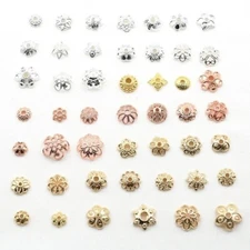 100Pcs 14K 18K Gold Plated Filigree Flower Beads Cap 6~11mm DIY Jewelry Findings