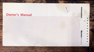 Boston Acoustics  Speaker  Owner / User Manual *Original*