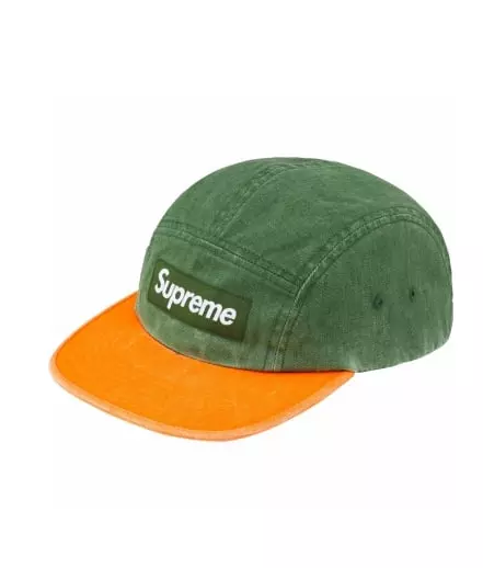 Supreme Pigment 2 tons boîte logo casquette de camp vert jaune SS24 boîte logo emballeurs