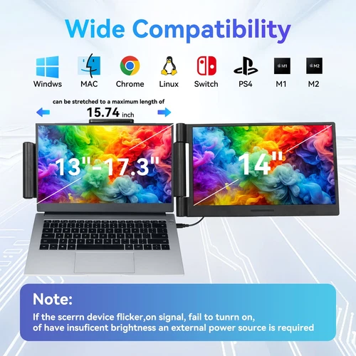 2025 14.1" Portable Monitor,1080P FHD Display Laptop Screen Monitor Extender - Picture 9 of 14