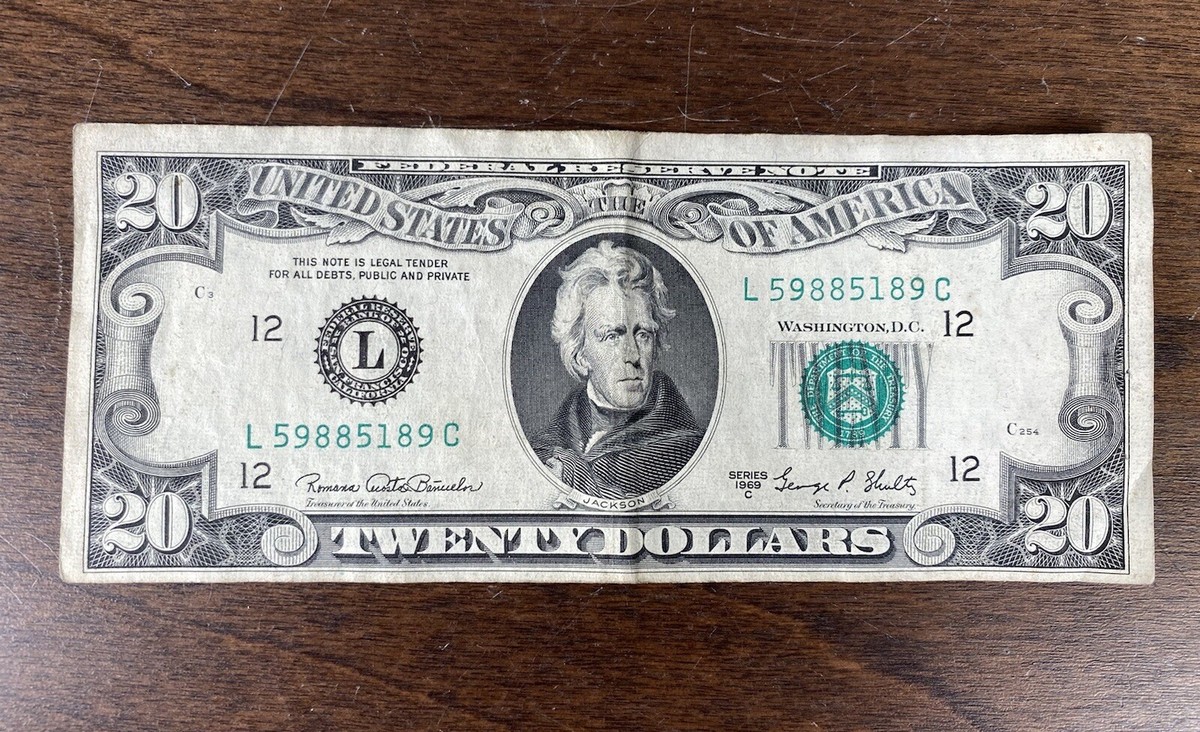 Twenty Dollar Bill From 1969