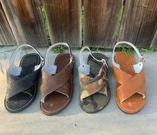 Mens Huarache Cruzado Acojinado de cuero Cafe Cross Padded Sandals Leather 