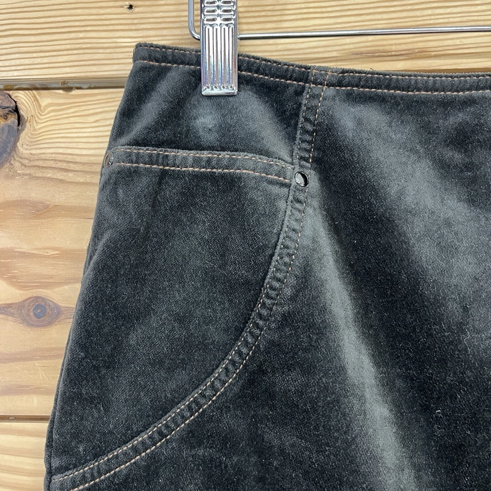 Worth Velvet Skirt Womens 6 Brown Tiered Stretch Ruffle Fall Knee A-Line B122 - Image 3 of 4