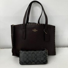 Coach Tote Bag Long Leather Wallet Set, Brown/Black N-E1881/H1480 as it is
