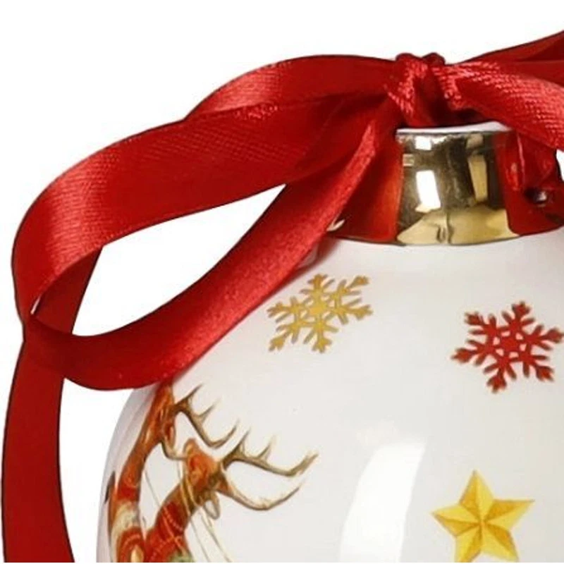 Palla di Natale Ceramica BRANDANI Christmas Babbo Natale Slitta Renne 10 cm, fotografia 3 di 9