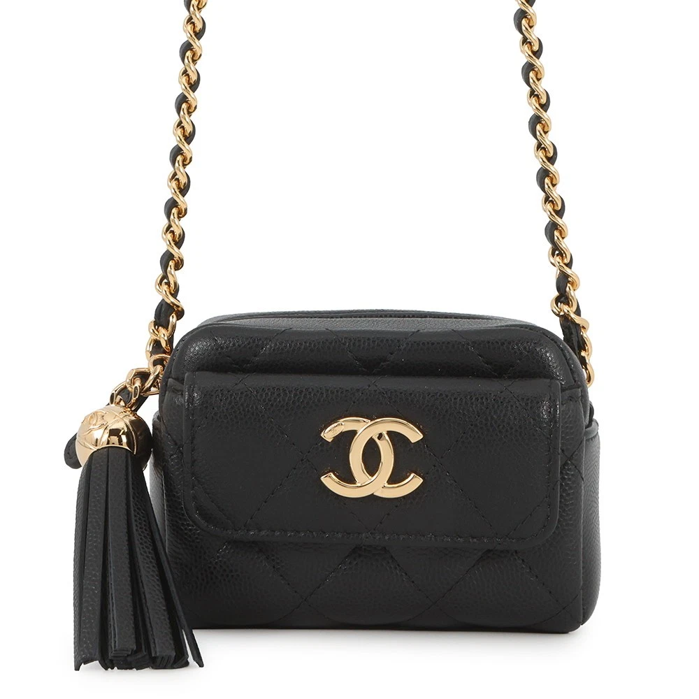 Chanel — CHANEL Matelasse Mini ChainClutch Calfskin Black AP4744