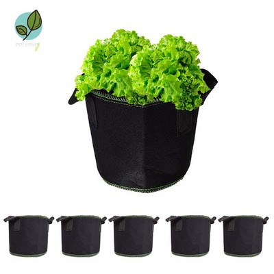 5 Pk Black Grow Bags Aeration Fabric Planter Root Growing Pots w/Handles