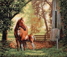 Cross Stitch "A Horse With A Stallion". Embroidery Kit Unprinted anvas