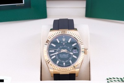 Rolex Sky-Dweller Green Dial Yellow Gold Oysterflex Box/Papers/Card 336238