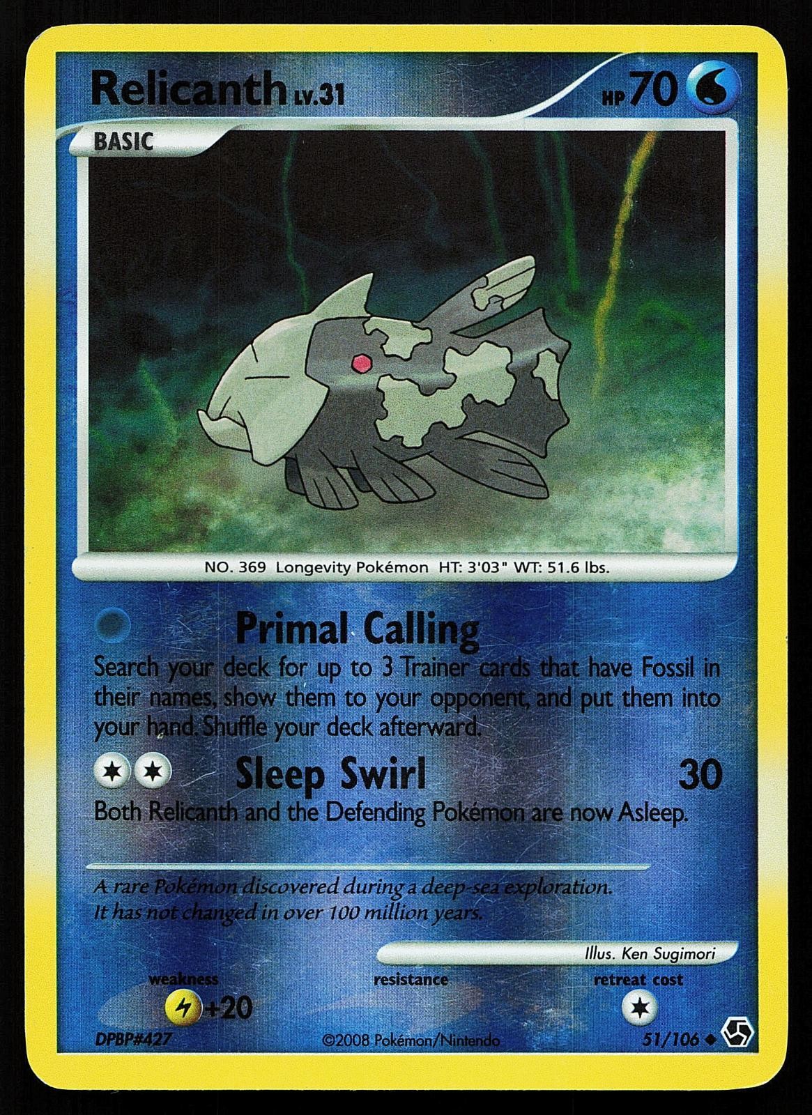Relicanth 51/106 Reverse Holo Uncommon Great Encounters Pokemon Card