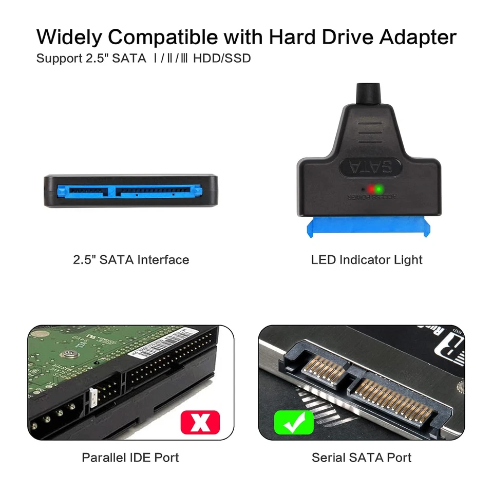 USB 3.0 to 2.5" SATA III Hard Drive Adapter Cable/UASP -SATA to USB3.0 Converter - Image 3 of 4