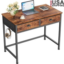 Compact Computer Desk W/ 2 Fabric Drawers Hooks Home Office Writing Gaming New