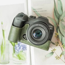 For Canon EOS R7 Camera Bag Leather Dock Case Base Protection Cover Shell black