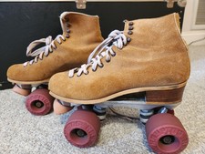 Vintage Riedell Roller skates Suede Tan 130L Red Wing Sure Grip Jogger