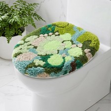 Insun Toilet Lid Cover 3D Tufted Moss Non Slip Absorbent 19" x 19"