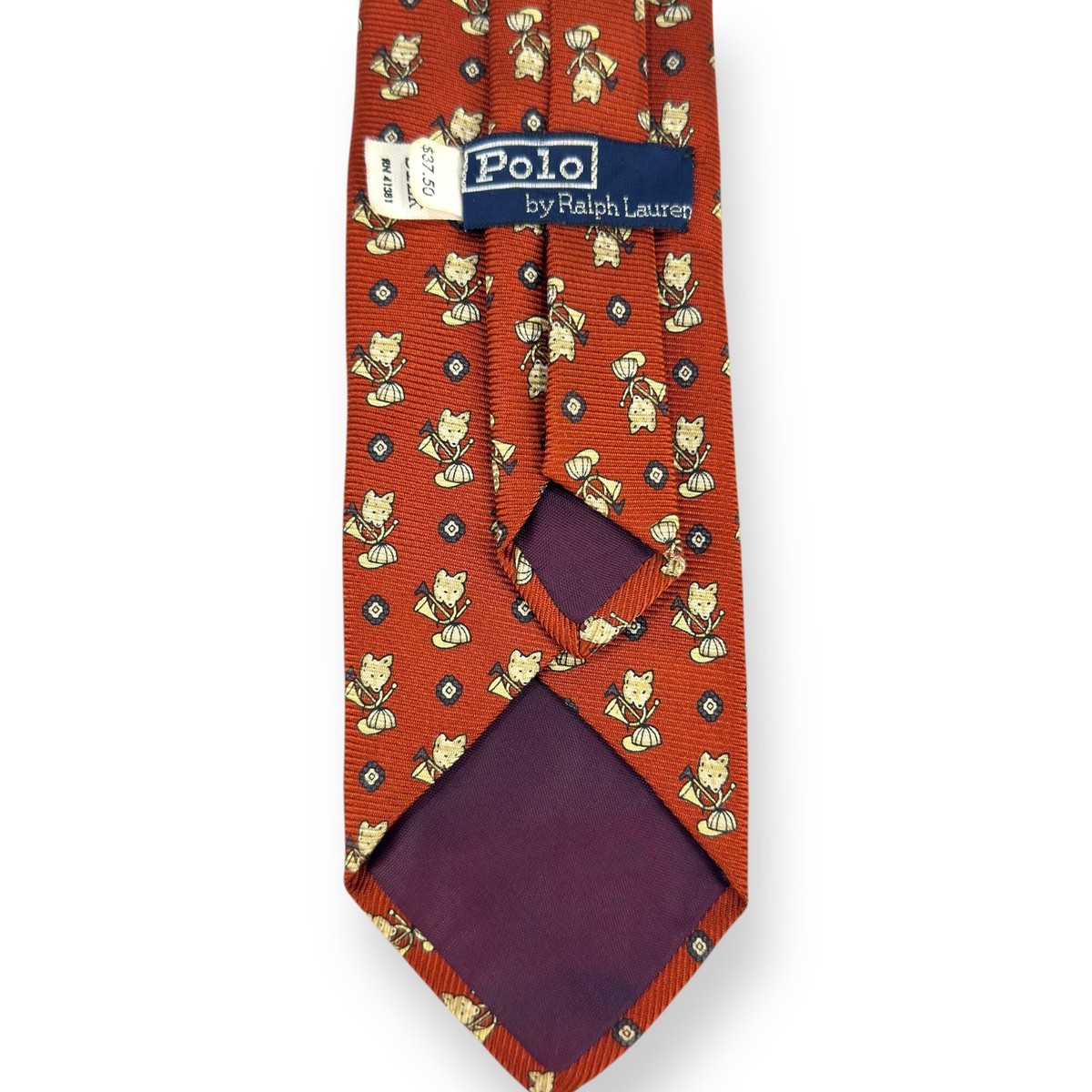 Rare Vintage Polo Ralph Lauren Silk Tie Fox Hunt Equestrian