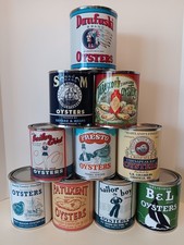 Vintage Oyster Can Brands 1 qt. cans - 10 Can...
