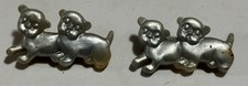 Pair 1940s Celluloid Puppies Hair Clip / Barrette