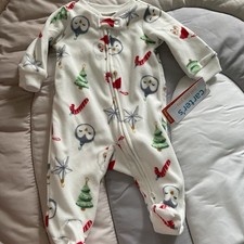 Carters Christmas Santa Newborn Fleece Sleeper 2 Way Zip Footed Pajamas A5