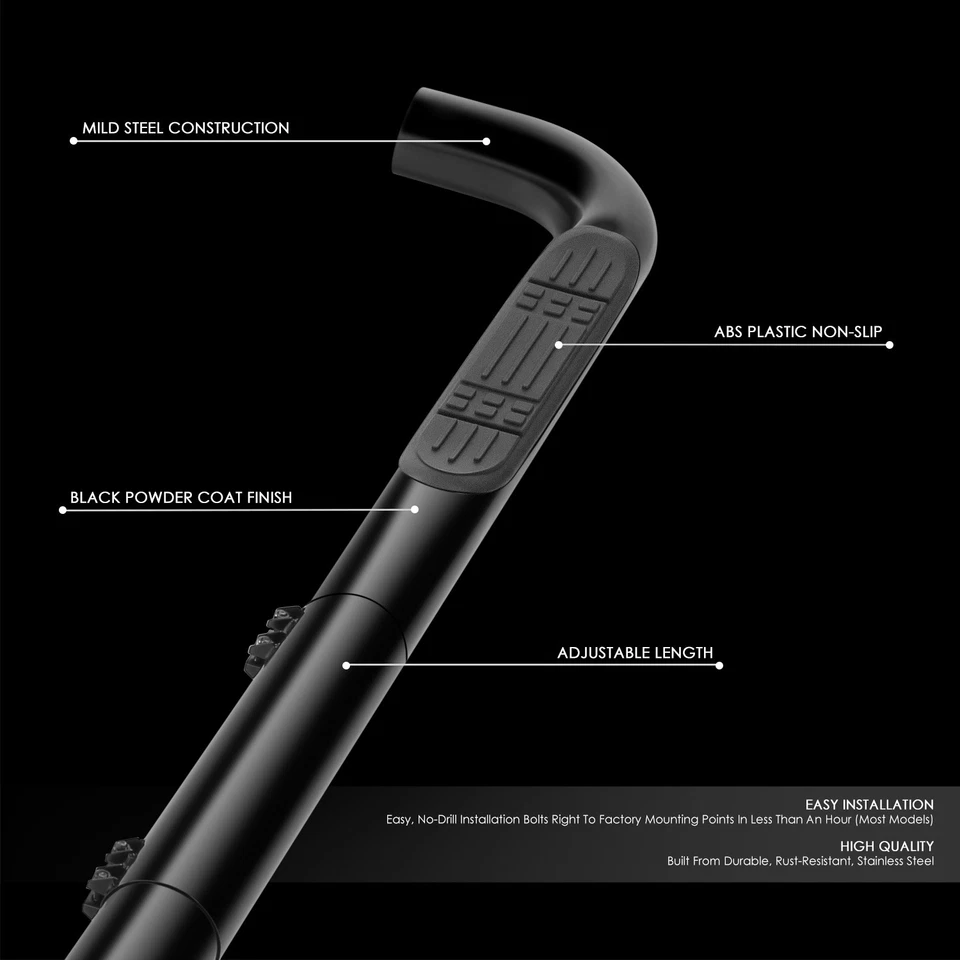 Barras Nerf redondas de acero negro 410 lb 3,5" estribo para Suburban Ram 1500 99-09 Foto 2 de 4