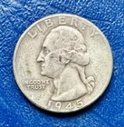 1945 Washington Quarter. 90% Silver. AU Condition. Charity Auction.