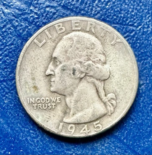 1945 Washington Quarter. 90% Silver. AU Condition. Charity Auction.
