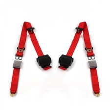 Jp Wranglertj 1997 - 2006 Airplane 3pt Red Retract Bucket Seat Belt Kit-2 Be