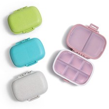 4PS 8 Compartments Travel Pill Organizer, Pocket Pharmacy for Purse Daily Pil...