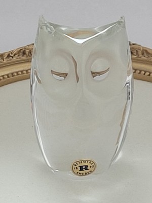 Vintage 70er Jahre Reijmyre klare Kristall Eule Briefbeschwerer Figur