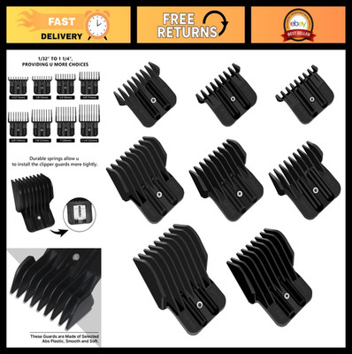 8 Pack Universal Hair Clipper Guards Set, Snap-on Combs 1/32'' to 1.25'', Fits Mos