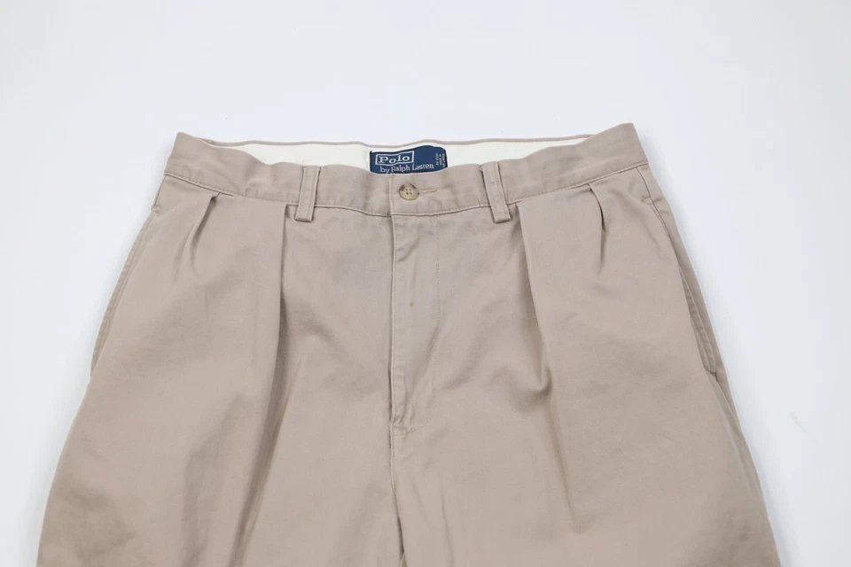 Pantalones chinos Ralph Lauren vintage años 90 para hombre 32x30 desgastados pierna ancha beige algodón Foto 2 de 4