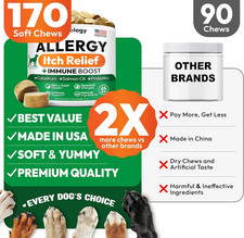 Dog Allergy Relief Chews - 170 Dog Allergy Chews - Itch Relief for Dogs. 04/28
