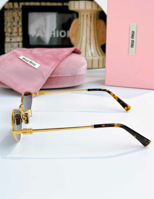 Miu Miu SMU 56Z logo Sunglasses Gold/Gray lenses New | eBay