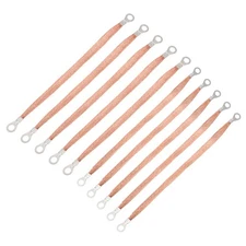 10Pcs Automotive Flat Braided Ground Straps 10"x0.4",12"x0.4"with Terminal Plugs