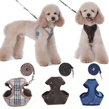 Luxury Super Soft Grey Monogram Designer Dog Cat Vest Harness Leash S M L