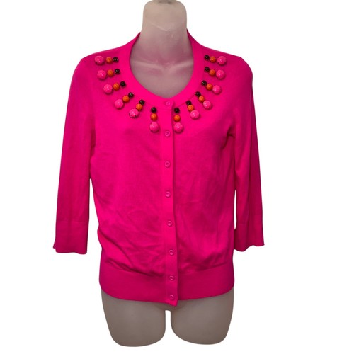 Kate Spade Womens Rio Embellished Cardigan Sweater Big Beads S Pink